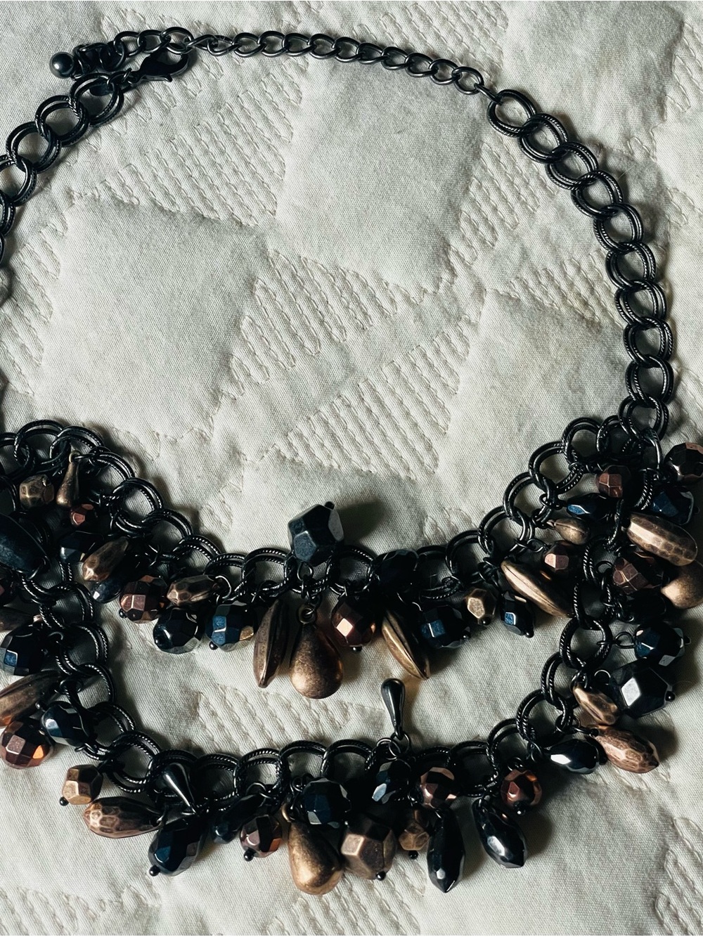 ViVI Black and Bronze Beaded Statement Necklace